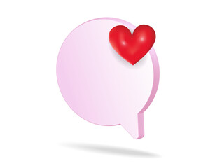 Heart. Speech cloud with rating and notification. 3d vector illustration.
