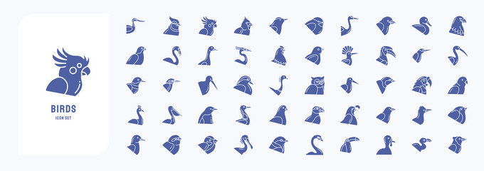 Variety of Birds breed collection, including icons like Avocet, Duck, Cardinal and more  © Icongeek26