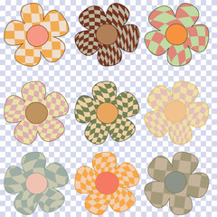 Hand drawn big set spring and summer flowers with patterns.