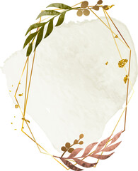 Luxury botanical watercolor gold frame