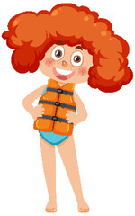 Little girl wearing life jacket