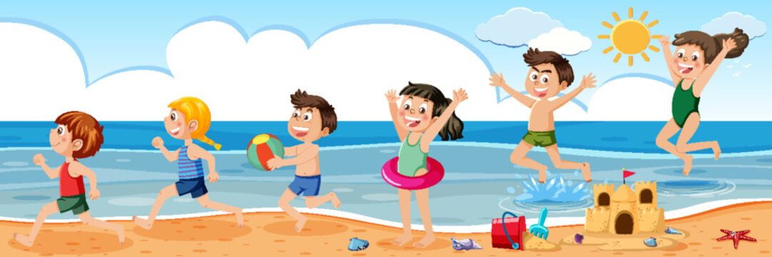 Kids enjoying summer holiday on the beach