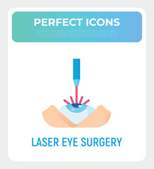 Laser eye surgery flat icon..Ophthalmology. Lasik vision correction. Vector illustration.