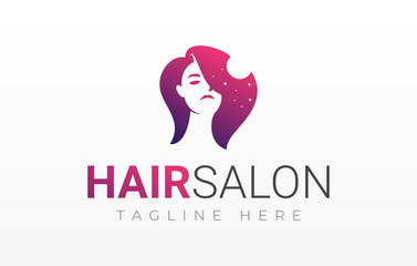Woman Hair  Dreams Logo Design. Beauty Salon and Spa Vector Illustration.