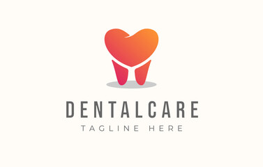 Tooth Forming Love Shape Logo Design. Elegant Dental Clinic Caring Vector Illustration.