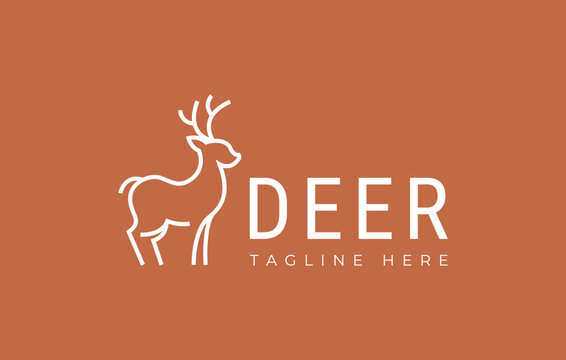 Mouse Deer Logo Design. Vintage Animal Deer Head Looking Back Logo Design Template