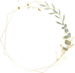 Luxury botanical watercolor gold frame