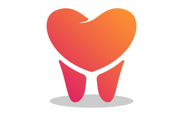 Tooth Forming Love Shape Logo Design. Elegant Dental Clinic Caring Vector Illustration.
