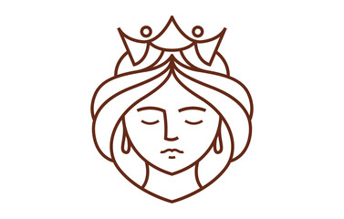 Queen Hair Salon Line Logo Design