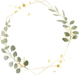 Luxury botanical watercolor gold frame