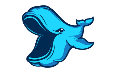 Blue Whale Mascot Logo Design