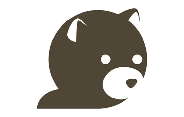 Cute Elegant Bear Head Logo Design. Cute Grizzly Head Vector Illustration.