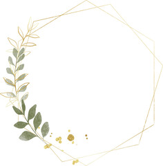 Luxury botanical watercolor gold frame