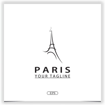 eiffel paris logo premium elegant template design vector eps 10