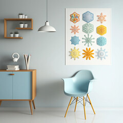 Playful Winter Snowflakes: A Colorful and Whimsical Poster for a Child's Room or Playroom