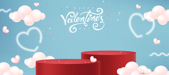 Valentines day background with Heart Shaped Balloons.