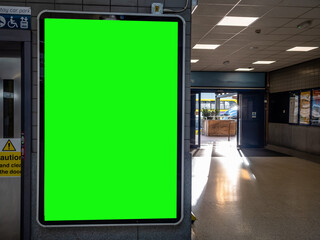 Transportation Hub Green Screen - Chroma Key billboard targeting ads, promotions and marketing at passengers and commuters