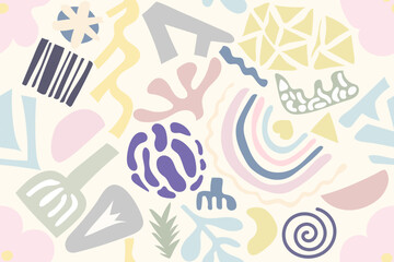 colorful abstract shape cartoon character seamless pattern illustration print