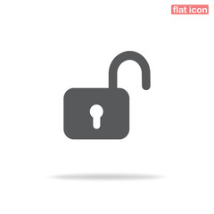 Simple open padlock icon. Minimalism, vector illustration. Silhouette icon.
