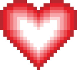 red heart pixel art vector