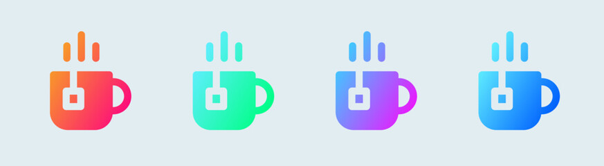 Fototapeta premium Break time solid icon in gradient colors. Tea signs vector illustration.