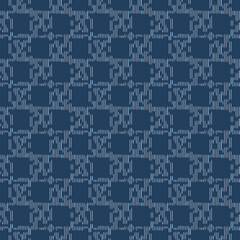 Japanese Embroidery Checkered Vector Seamless Pattern