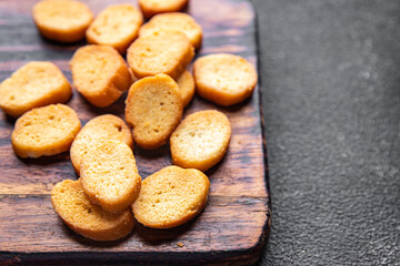 croutons for salad dried bread flavored meal food snack on the table copy space food background rustic top view