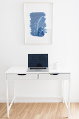 Bright Minimalistic Home Office Laptop Desk Remote Work