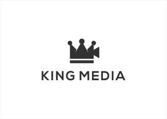 Royal King and Media film logo design vector. Film strip and crown icon vector.