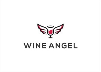 Wine Angel Logo Design Template vector