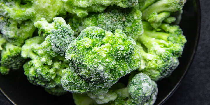 broccoli frozen vegetable quick freezing fresh meal food snack on the table copy space food background rustic top view