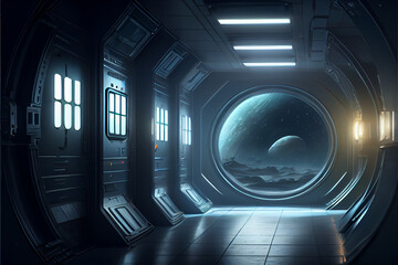 Scifi. Inside of a futuristic space station
