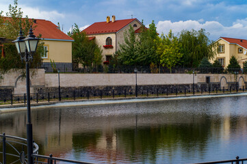 Obraz premium beautiful house in the old town on the banks of the river