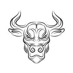 continuous one line art of bull
