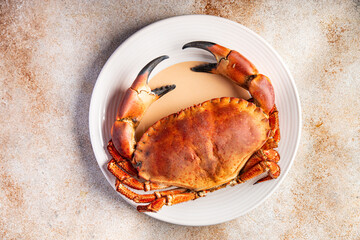 crab seafood boiled shellfish ready to eat fresh meal food snack on the table copy space food background rustic top view