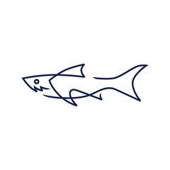 shark monoline line art logo vector icon illustration