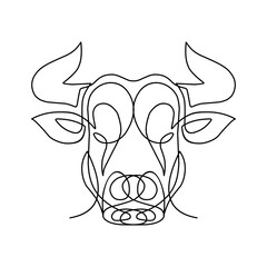 continuous one line art of bull