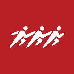 run running team people human man sport logo vector icon illustration