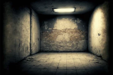 Fotobehang Old empty, grunge basement room, ai generated © dasom