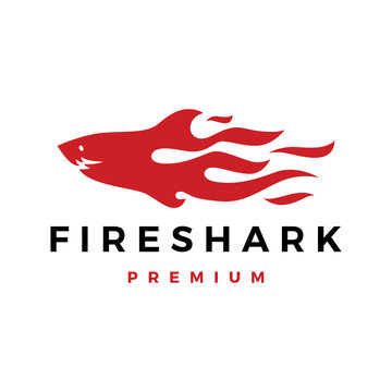 shark fire flame logo vector icon illustration