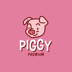 pig head retro mascot cartoon logo vector icon illustration