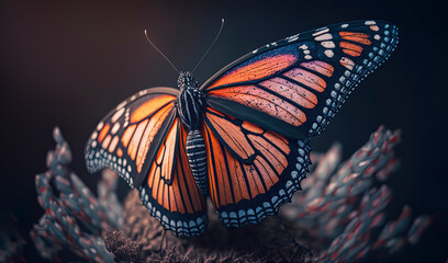 Fototapeta na wymiar monarca butterfly, beautiful detailed macro photography of a monarca butterfly