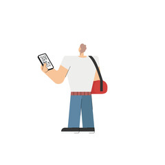 man holding mobile phone with e ticket boarding pass ready for flight departure