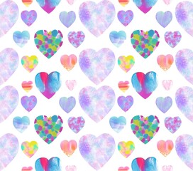 Line art of heart seamless pattern background.