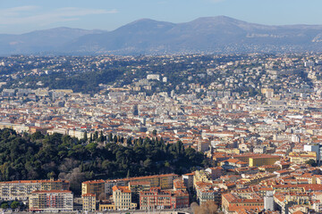 Fototapeta na wymiar La vue sur Nice depuis le Mont Boron, France, Côte d'Azur