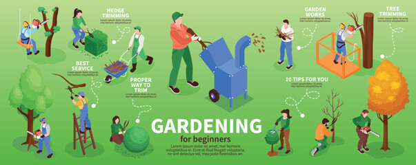 Garden Workers Infographic Set