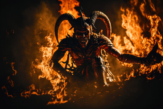 Devil lucifer fire flames. Generative AI