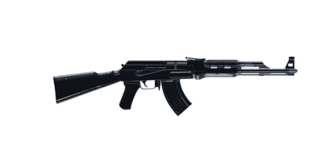 Ak-47 rifle isolated with transparency in solid black material