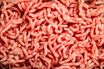 Texture of raw minced meat .