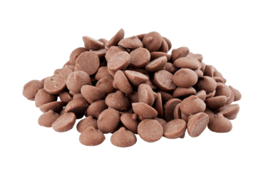 Chocolate chips isolated on transparent background. PNG format	
